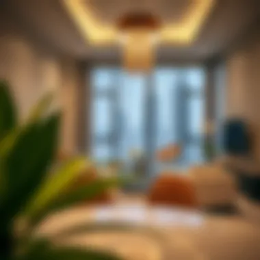 Stylish interiors of a contemporary apartment in Mazaya Liwan.