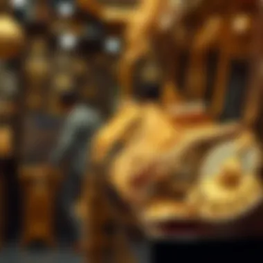 Intricate gold jewelry display at the Old Gold Souk