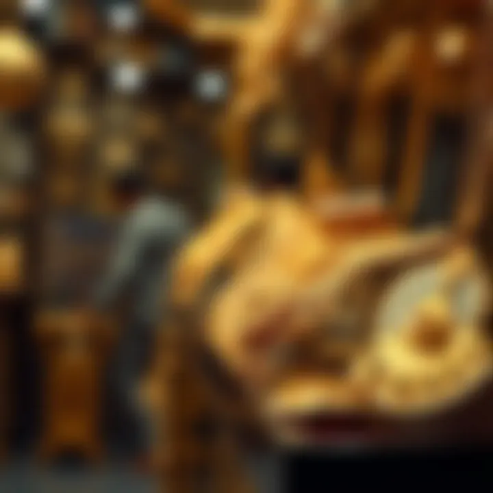 Intricate gold jewelry display at the Old Gold Souk