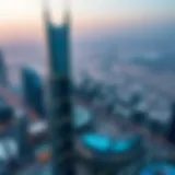 Aerial view showcasing the Onyx Tower amidst Dubai's skyline