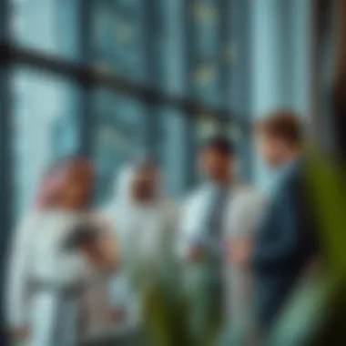 Business professionals discussing investment opportunities at Port Saeed Building