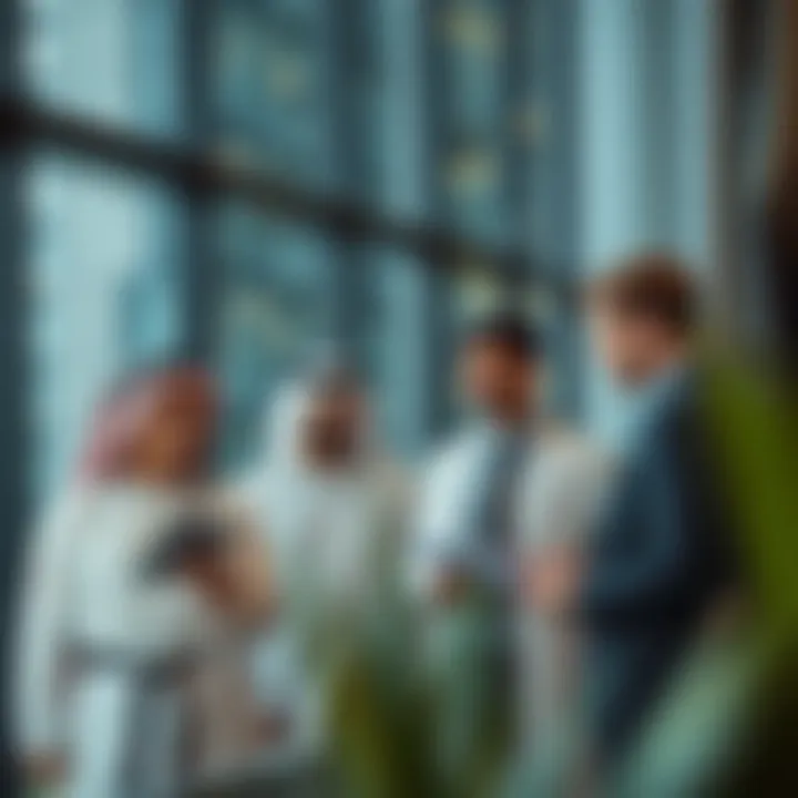 Business professionals discussing investment opportunities at Port Saeed Building