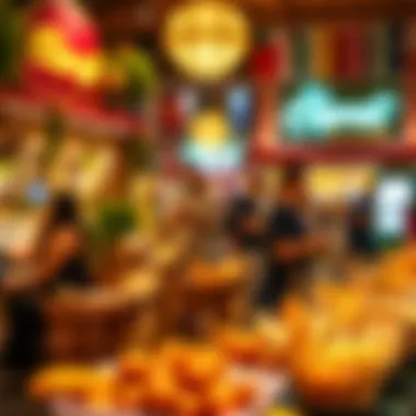 Culinary Delights of Global Village Visitors enjoying unique global cuisines