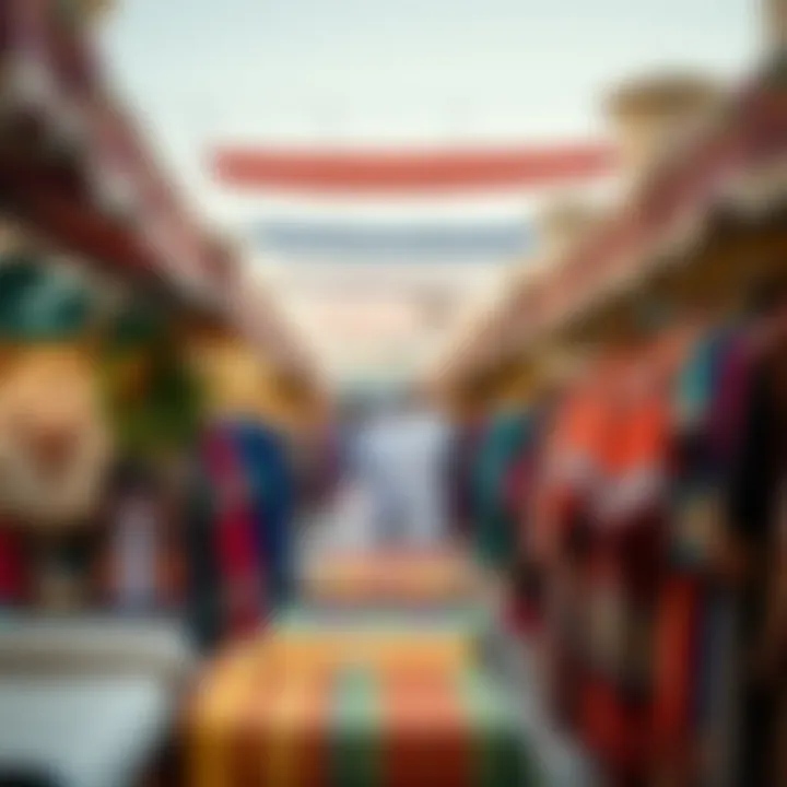 Traditional Garments from Different Cultures Colorful stalls displaying traditional garments