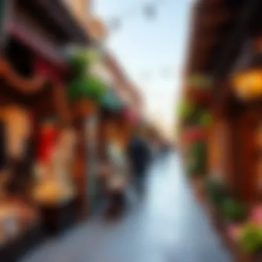 Diverse Cultural Shops at Global Village A vibrant marketplace showcasing diverse cultural shops