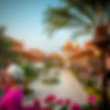 A panoramic view of the Global Village showcasing cultural pavilions