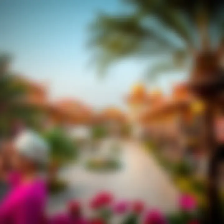 A panoramic view of the Global Village showcasing cultural pavilions