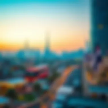 UAE Skyline Celebrating a Public Holiday Scenic view of UAE skyline during a public holiday