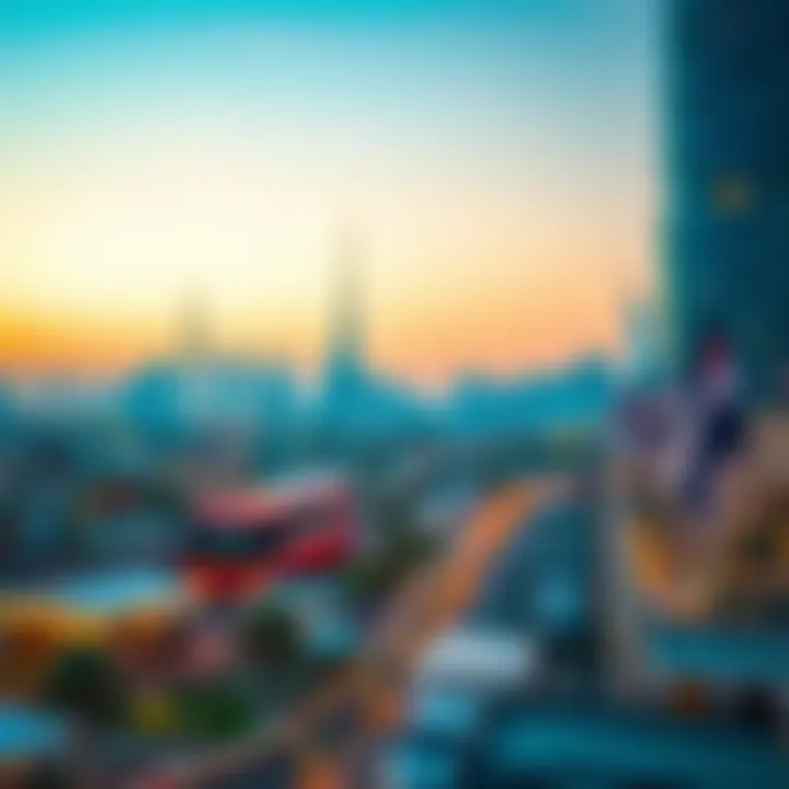 UAE Skyline Celebrating a Public Holiday Scenic view of UAE skyline during a public holiday