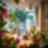 A beautifully designed small balcony with vibrant plants and cozy seating