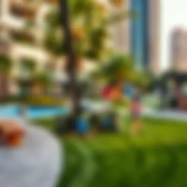 Green spaces and recreational facilities in JLT Cluster Q, illustrating lifestyle amenities.