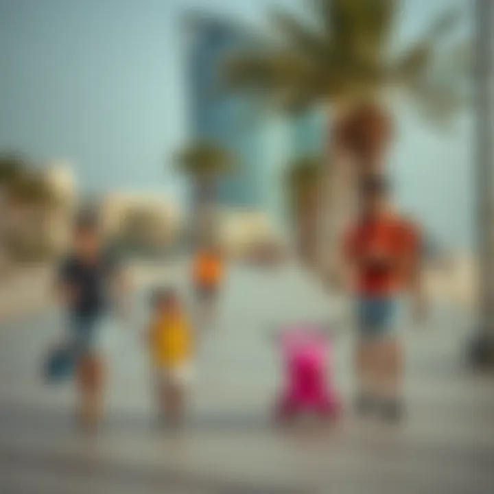 Leisure Activities at Mamzar Corniche Recreational area with families enjoying leisure activities