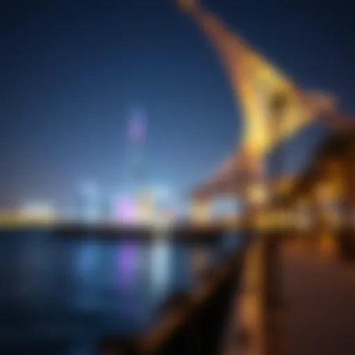 Scenic view of Mamzar Corniche with vibrant skyline