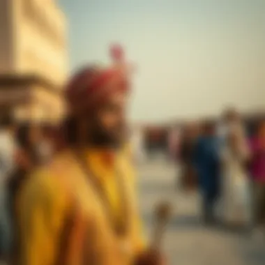 An artistic representation of cultural events occurring at Marsa Al Seef, showcasing local traditions.