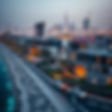 Luxury Homes in Dubai's Skyline A stunning aerial view of Dubai's skyline showcasing luxury mega homes along the coast.