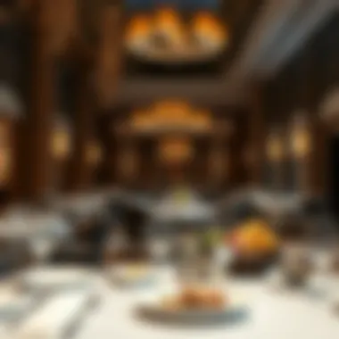 Dining area with exquisite culinary offerings and ambiance