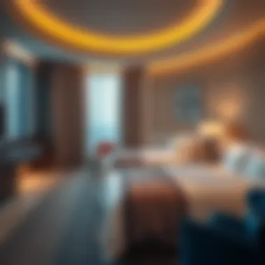 Spacious guest room featuring contemporary decor and amenities