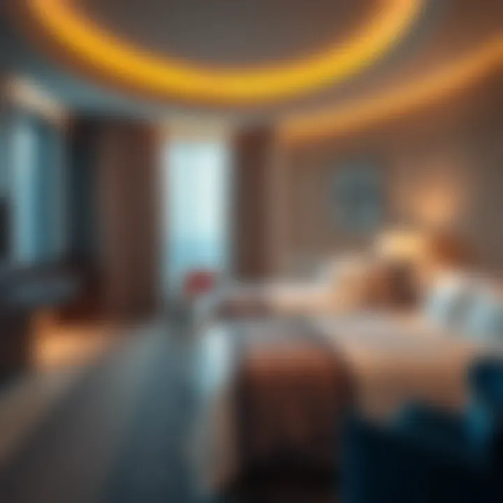 Spacious guest room featuring contemporary decor and amenities