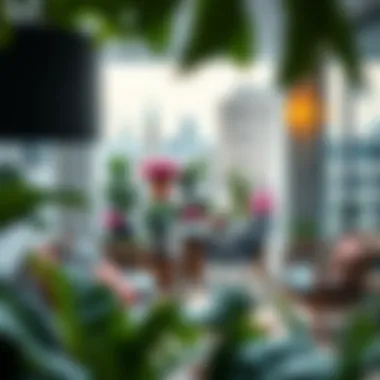 Chic Balcony Garden Chic balcony garden with vibrant plants and contemporary furniture