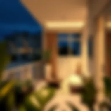 Elegant Minimalist Balcony Elegant balcony featuring minimalist decor and lighting