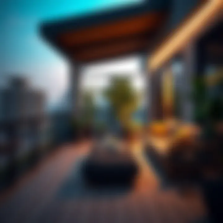 Stylish Modern Balcony Stylish modern balcony with wooden flooring and plush seating