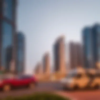 Modern real estate developments along the Abu Dhabi-Dubai border