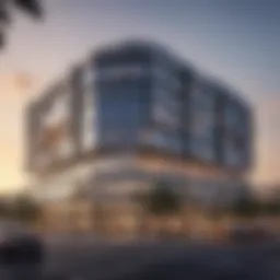 A modern business center in Deira showcasing innovative architecture.