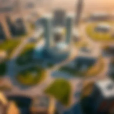 Aerial view of Knowledge City, highlighting its expansive layout and green spaces