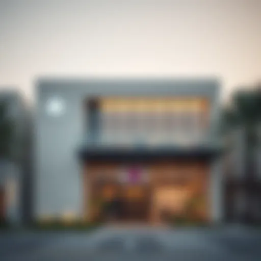 A modern clinic exterior in Dubai showcasing contemporary architecture