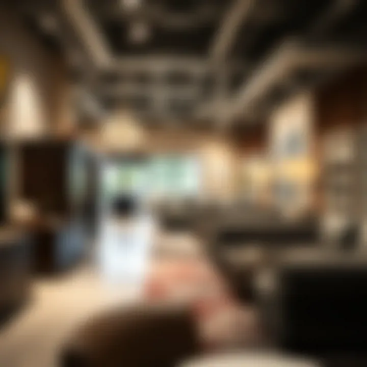 Interior view of a bustling furniture showroom in Dubai