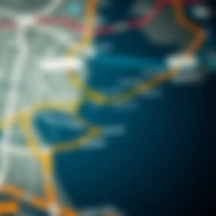 Map highlighting the various Metro Dubai routes.