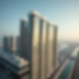 Aerial view of the Nine Towers showcasing modern architectural design