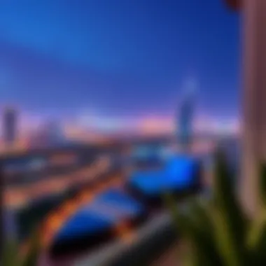 Panoramic view from a balcony of Raf Hotel Apartments overlooking Dubai