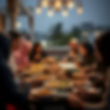 Community gathering during Ramadan with shared meals