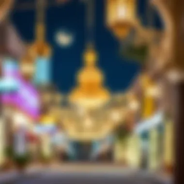 Festive decorations illuminating a UAE street during Ramadan