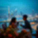 Intimate dining setup overlooking the Dubai skyline