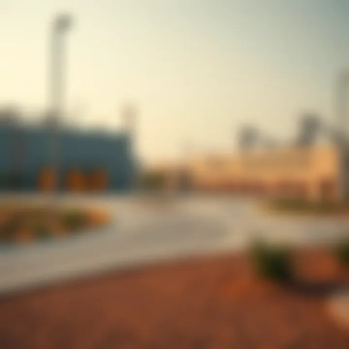 Modern industrial facilities highlighting innovative architecture in Sahara Meadows.