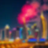 Illuminated skyline during Sheikh Zayed Festival