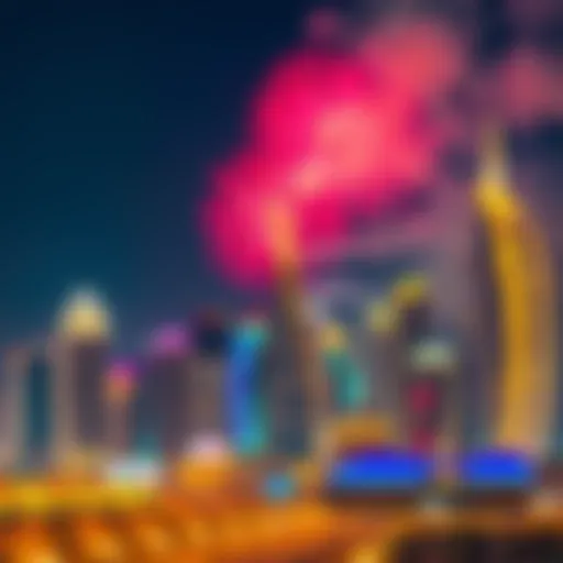 Illuminated skyline during Sheikh Zayed Festival
