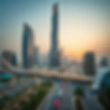 Sidra Tower on Sheikh Zayed Road Panoramic shot of Sheikh Zayed Road highlighting Sidra Tower's strategic position