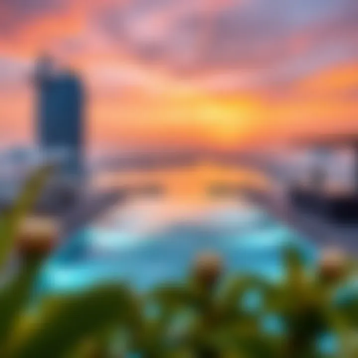 A stunning infinity pool on a penthouse rooftop with breathtaking views