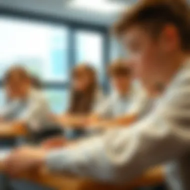 Dynamic Classroom Environment at a British School Students engaged in a dynamic classroom environment at a British school