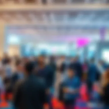 International Exhibition Engagement A bustling exhibition hall filled with attendees engaging in discussions.