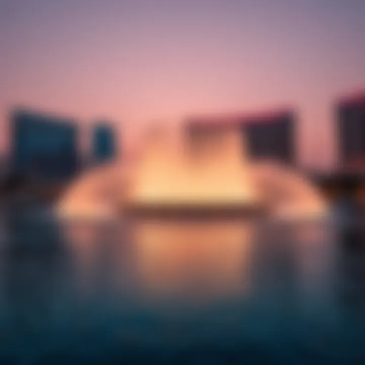 Artistic View of Dubai Fountain Show Artistic view of a Dubai fountain during a show