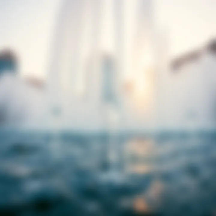 Close-up of Water Jets in Dubai Fountain Close-up of water jets in a fountain