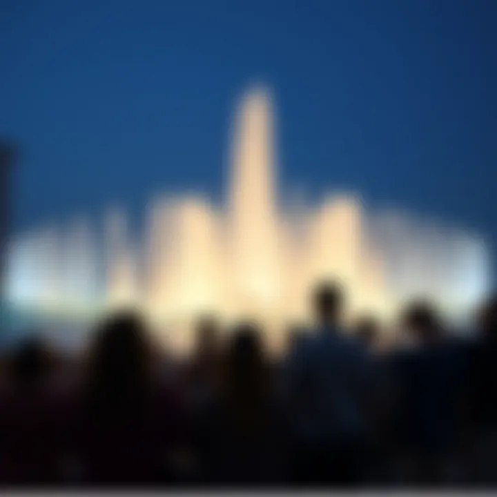 Spectators Engaged in a Fountain Performance Spectators enjoying a fountain performance