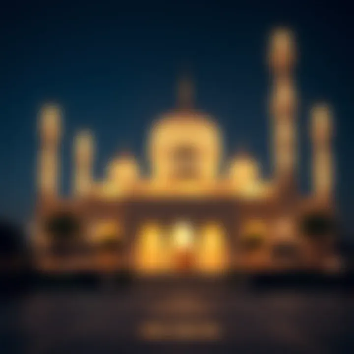 A serene mosque adorned with lights to signify Ramadan