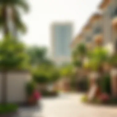 Trendy residential area in Dubai with lush greenery