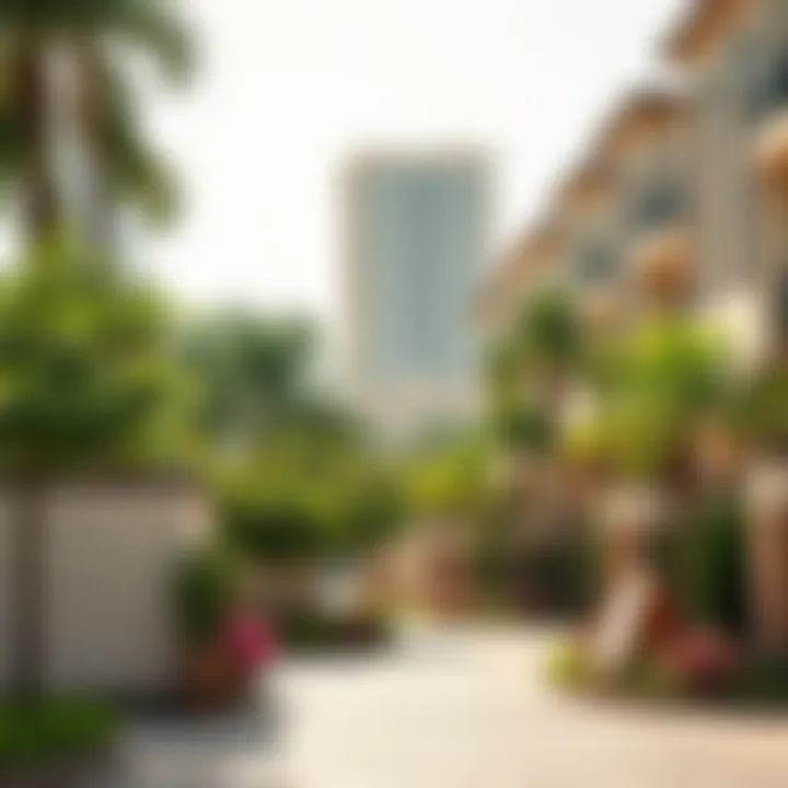 Trendy residential area in Dubai with lush greenery