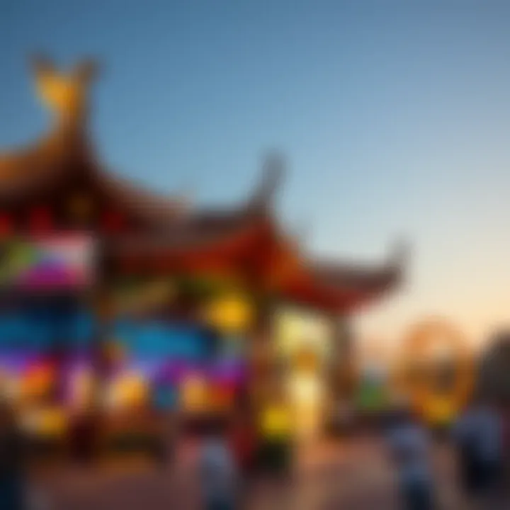 Vibrant cultural pavilion showcasing international exhibits